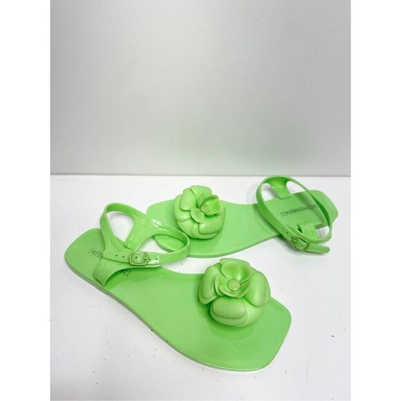 Jeffrey Campbell Jelly Sandals Womens Size 8 FLEURISSE Green Open Toe Floral - Picture 2 of 13